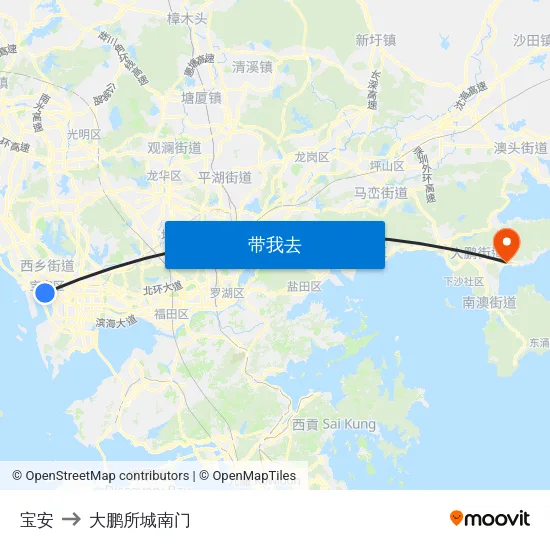 宝安 to 大鹏所城南门 map