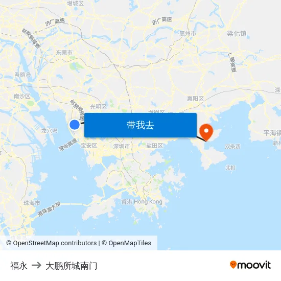福永 to 大鹏所城南门 map