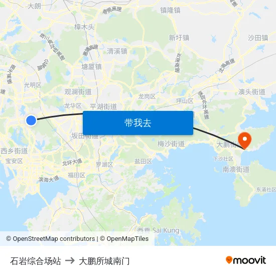 石岩综合场站 to 大鹏所城南门 map