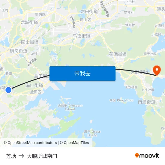 莲塘 to 大鹏所城南门 map