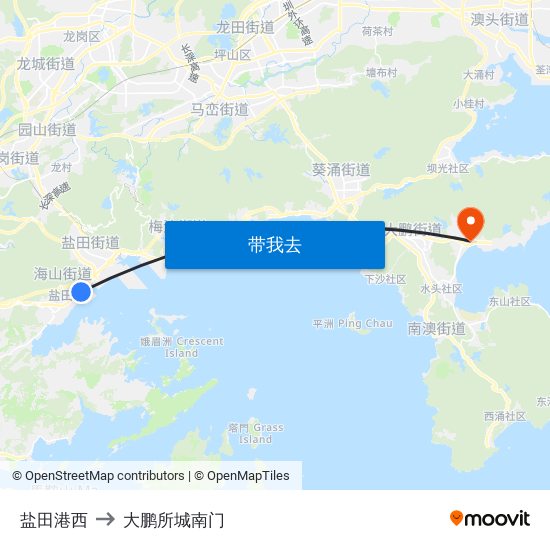 盐田港西 to 大鹏所城南门 map