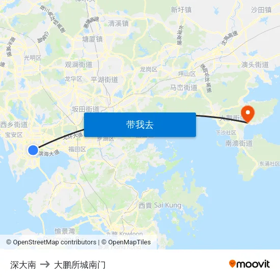 深大南 to 大鹏所城南门 map