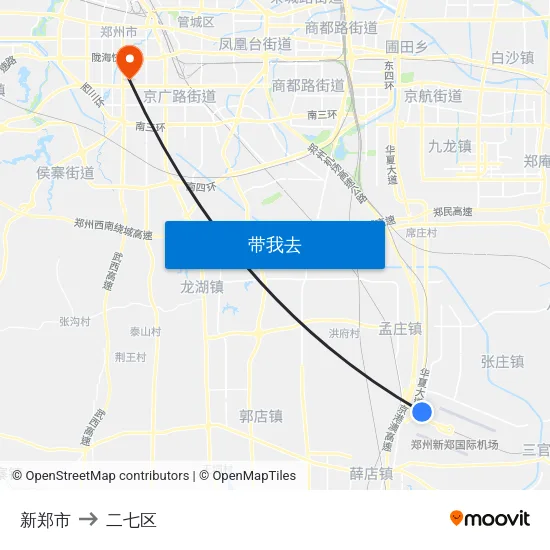 新郑市 to 二七区 map