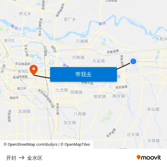 开封 to 金水区 map