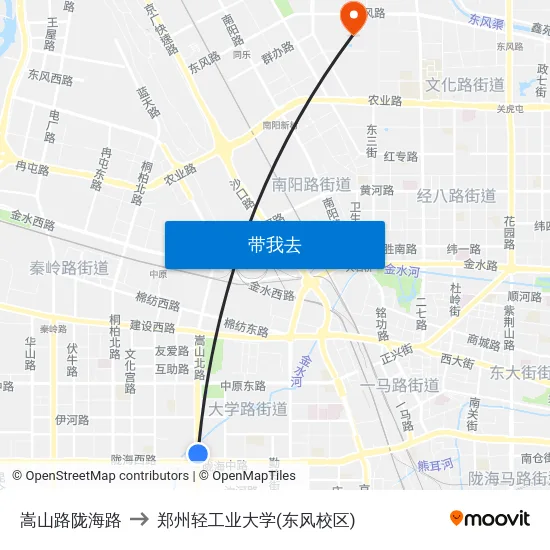 嵩山路陇海路 to 郑州轻工业大学(东风校区) map