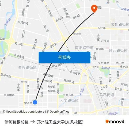 伊河路桐柏路 to 郑州轻工业大学(东风校区) map