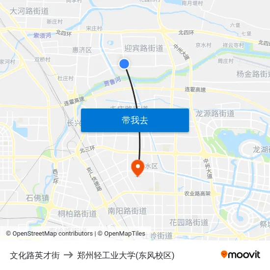 文化路英才街 to 郑州轻工业大学(东风校区) map