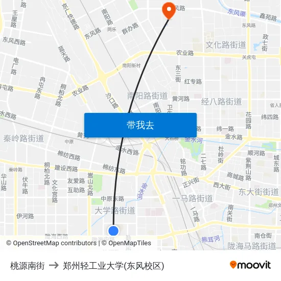 桃源南街 to 郑州轻工业大学(东风校区) map