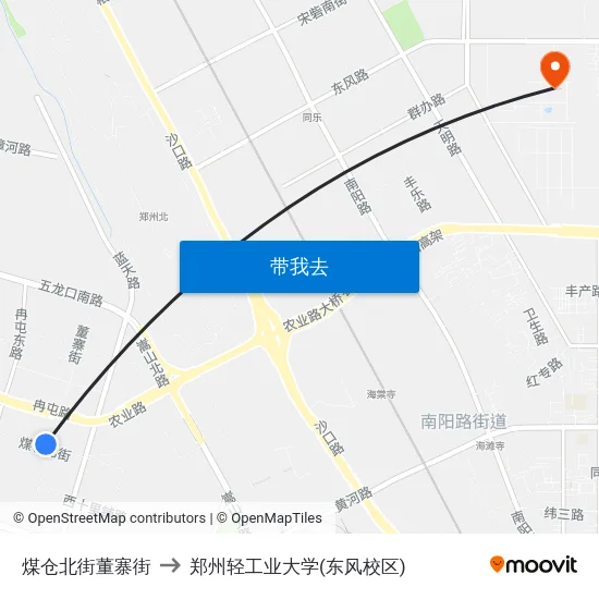 煤仓北街董寨街 to 郑州轻工业大学(东风校区) map