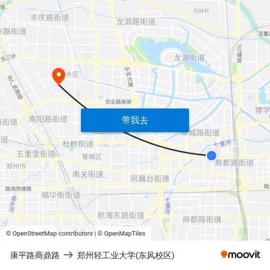 康平路商鼎路 to 郑州轻工业大学(东风校区) map