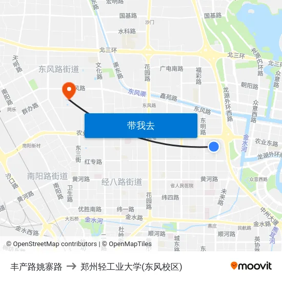 丰产路姚寨路 to 郑州轻工业大学(东风校区) map