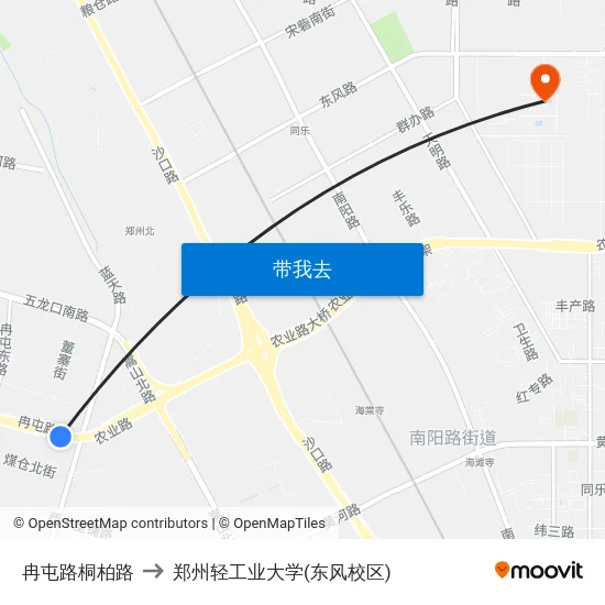 冉屯路桐柏路 to 郑州轻工业大学(东风校区) map