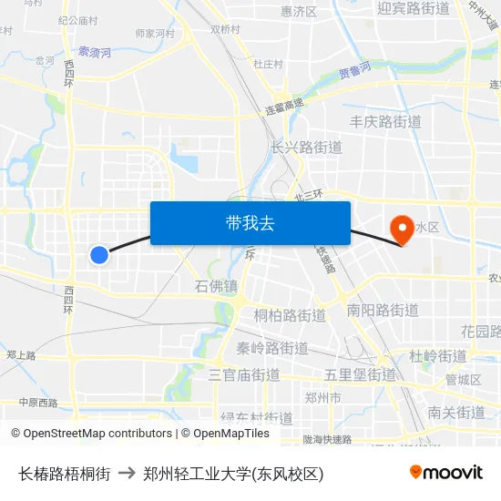 长椿路梧桐街 to 郑州轻工业大学(东风校区) map
