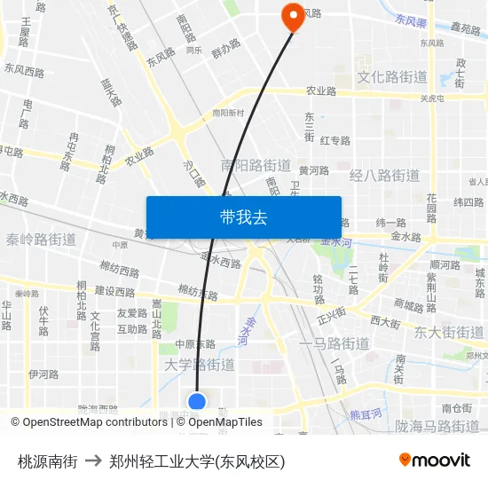 桃源南街 to 郑州轻工业大学(东风校区) map