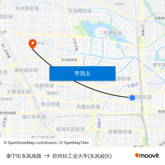 康宁街东风南路 to 郑州轻工业大学(东风校区) map