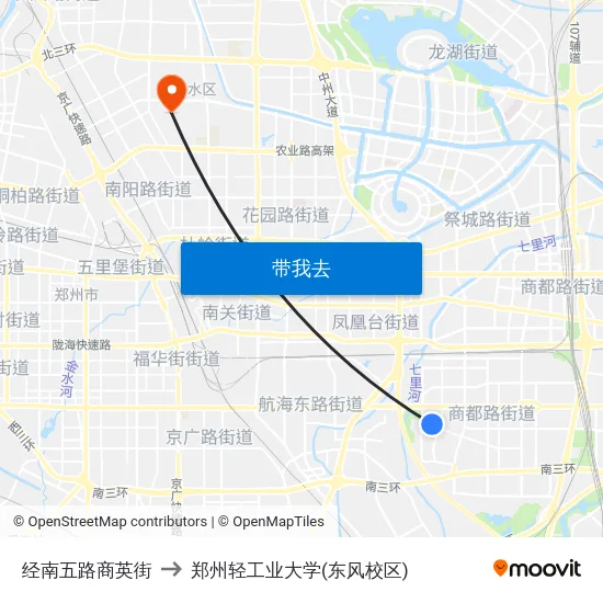 经南五路商英街 to 郑州轻工业大学(东风校区) map