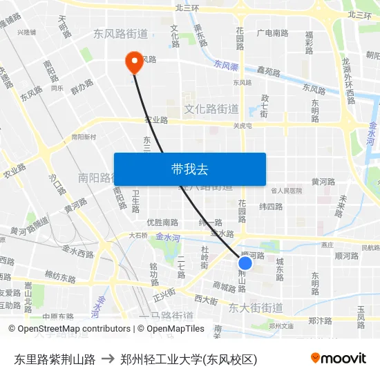 东里路紫荆山路 to 郑州轻工业大学(东风校区) map