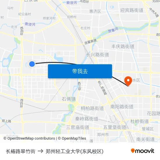 长椿路翠竹街 to 郑州轻工业大学(东风校区) map