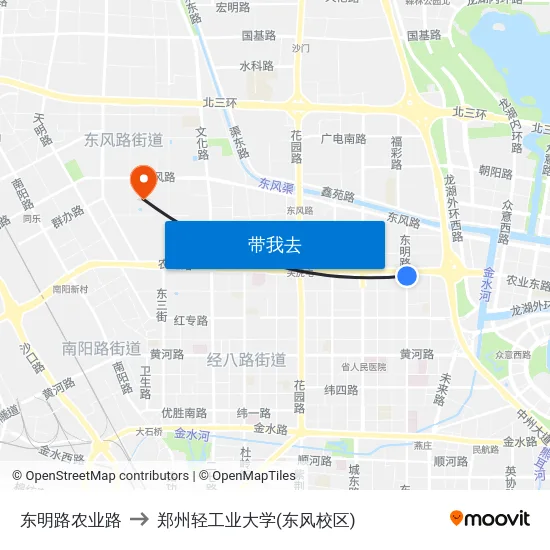 东明路农业路 to 郑州轻工业大学(东风校区) map