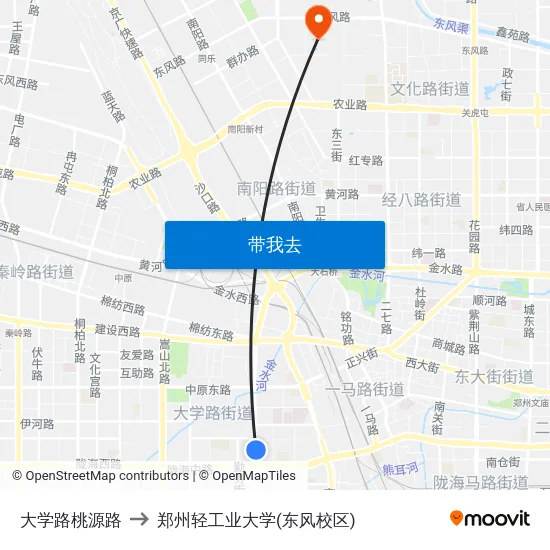 大学路桃源路 to 郑州轻工业大学(东风校区) map