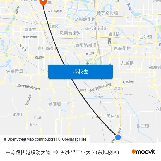 中原路四港联动大道 to 郑州轻工业大学(东风校区) map