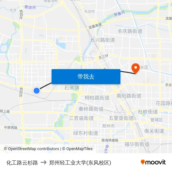 化工路云杉路 to 郑州轻工业大学(东风校区) map