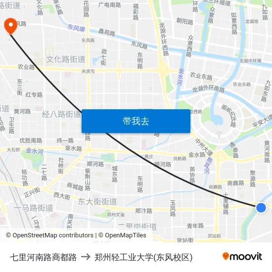 七里河南路商都路 to 郑州轻工业大学(东风校区) map