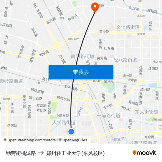 勤劳街桃源路 to 郑州轻工业大学(东风校区) map