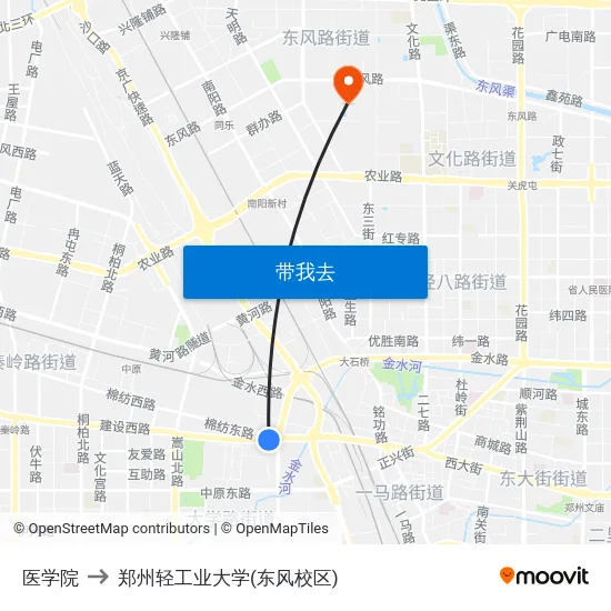 医学院 to 郑州轻工业大学(东风校区) map