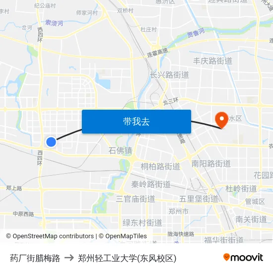 药厂街腊梅路 to 郑州轻工业大学(东风校区) map