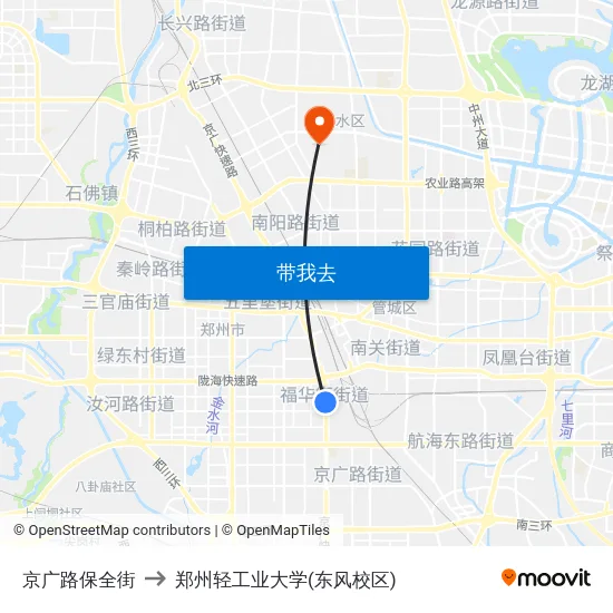 京广路保全街 to 郑州轻工业大学(东风校区) map