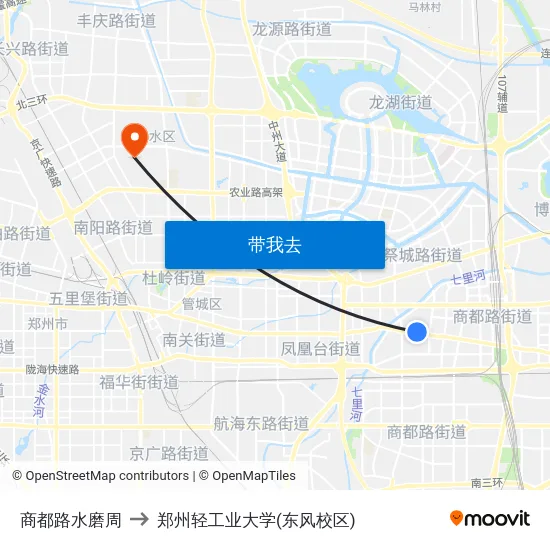 商都路水磨周 to 郑州轻工业大学(东风校区) map