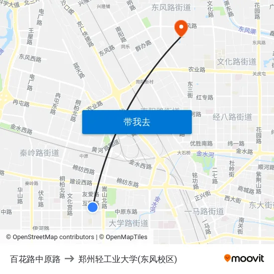 百花路中原路 to 郑州轻工业大学(东风校区) map