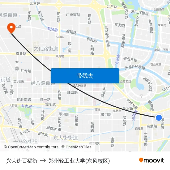 兴荣街百福街 to 郑州轻工业大学(东风校区) map