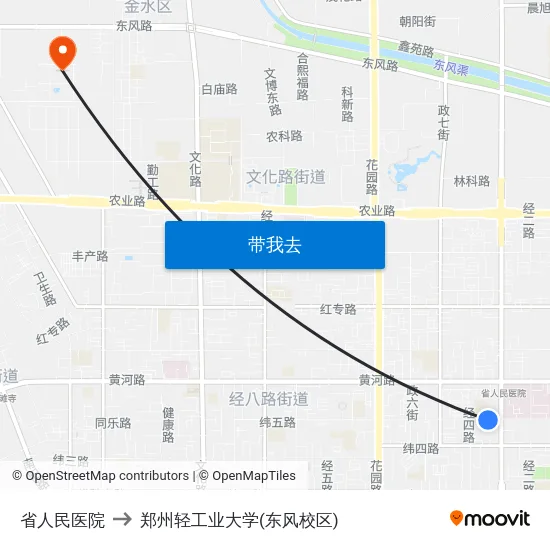 省人民医院 to 郑州轻工业大学(东风校区) map