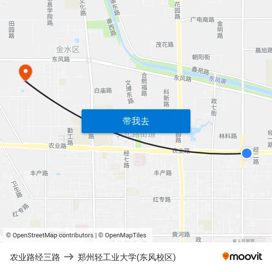 农业路经三路 to 郑州轻工业大学(东风校区) map