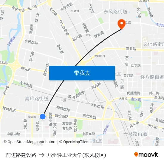 前进路建设路 to 郑州轻工业大学(东风校区) map
