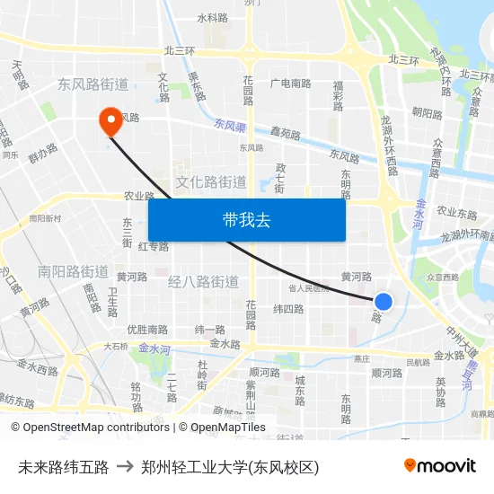 未来路纬五路 to 郑州轻工业大学(东风校区) map