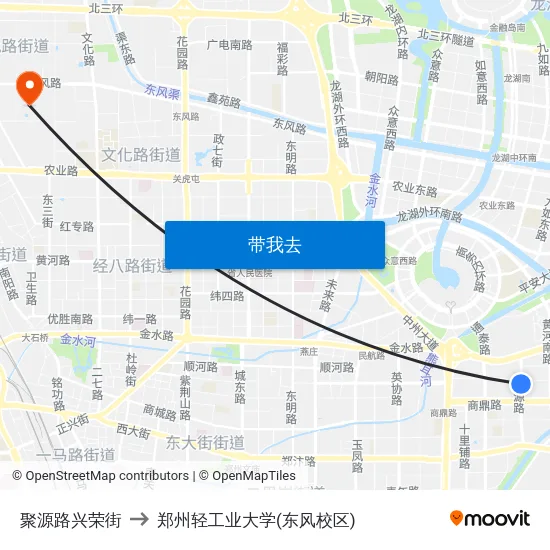 聚源路兴荣街 to 郑州轻工业大学(东风校区) map