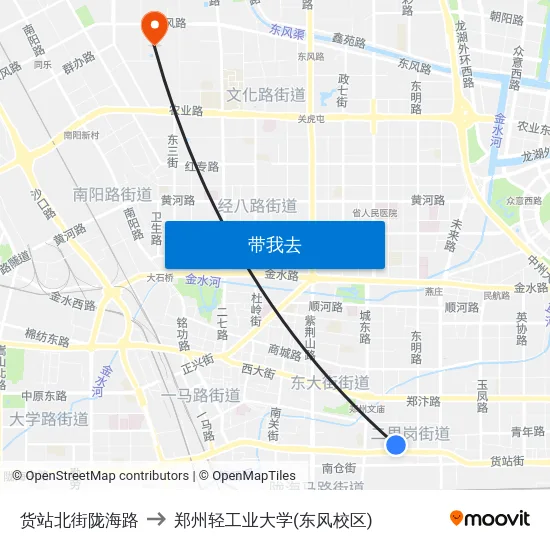 货站北街陇海路 to 郑州轻工业大学(东风校区) map