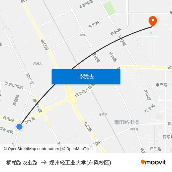 桐柏路农业路 to 郑州轻工业大学(东风校区) map