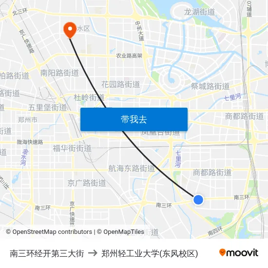 南三环经开第三大街 to 郑州轻工业大学(东风校区) map