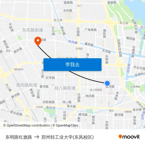 东明路红旗路 to 郑州轻工业大学(东风校区) map