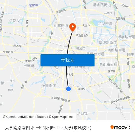 大学南路南四环 to 郑州轻工业大学(东风校区) map