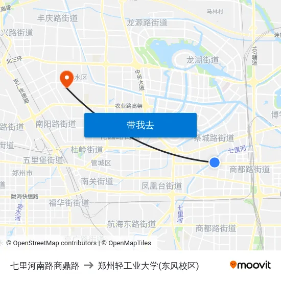七里河南路商鼎路 to 郑州轻工业大学(东风校区) map