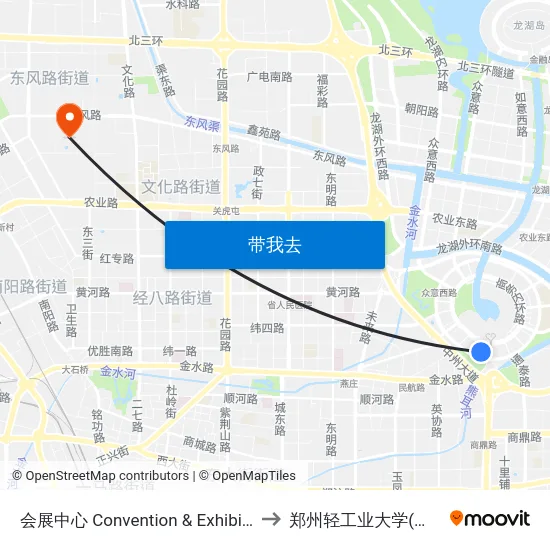会展中心 Convention & Exhibition Center to 郑州轻工业大学(东风校区) map