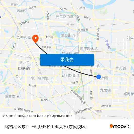 瑞绣社区东口 to 郑州轻工业大学(东风校区) map