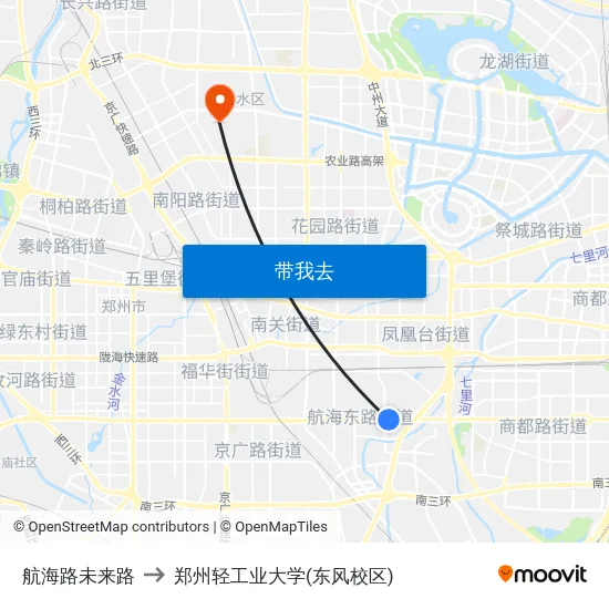 航海路未来路 to 郑州轻工业大学(东风校区) map