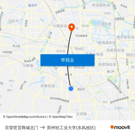百荣世贸商城北门 to 郑州轻工业大学(东风校区) map