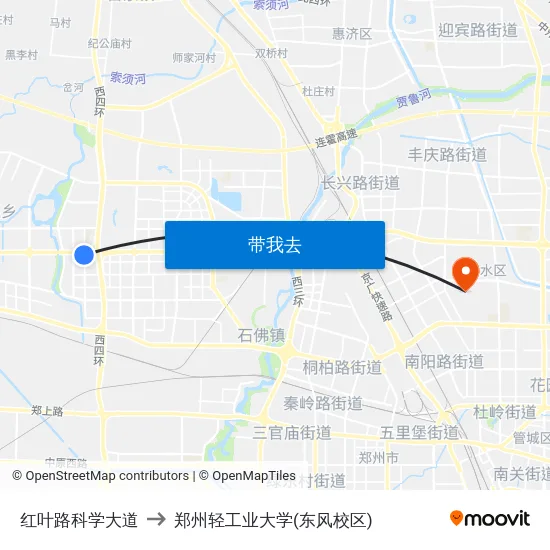 红叶路科学大道 to 郑州轻工业大学(东风校区) map